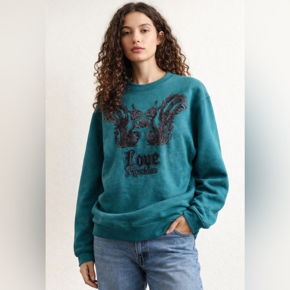 Love Moschino Sweaters - Love Moschino Green Sequin Squirrel Sweater Size US 4